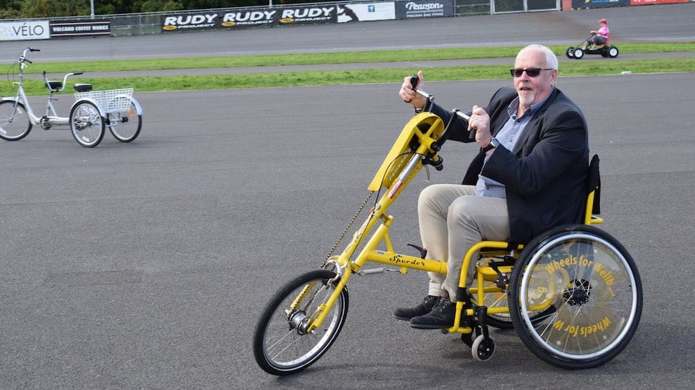 Wheels for well being disabled bike rider