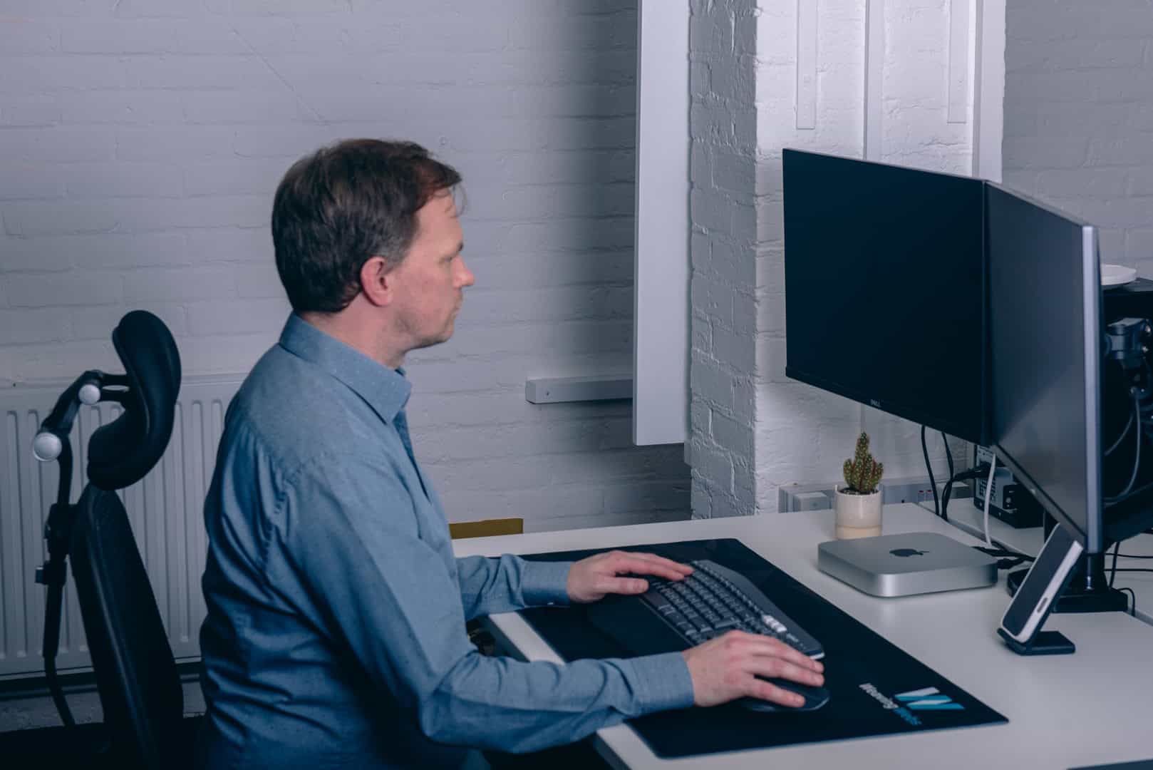 Web designer working on a computer